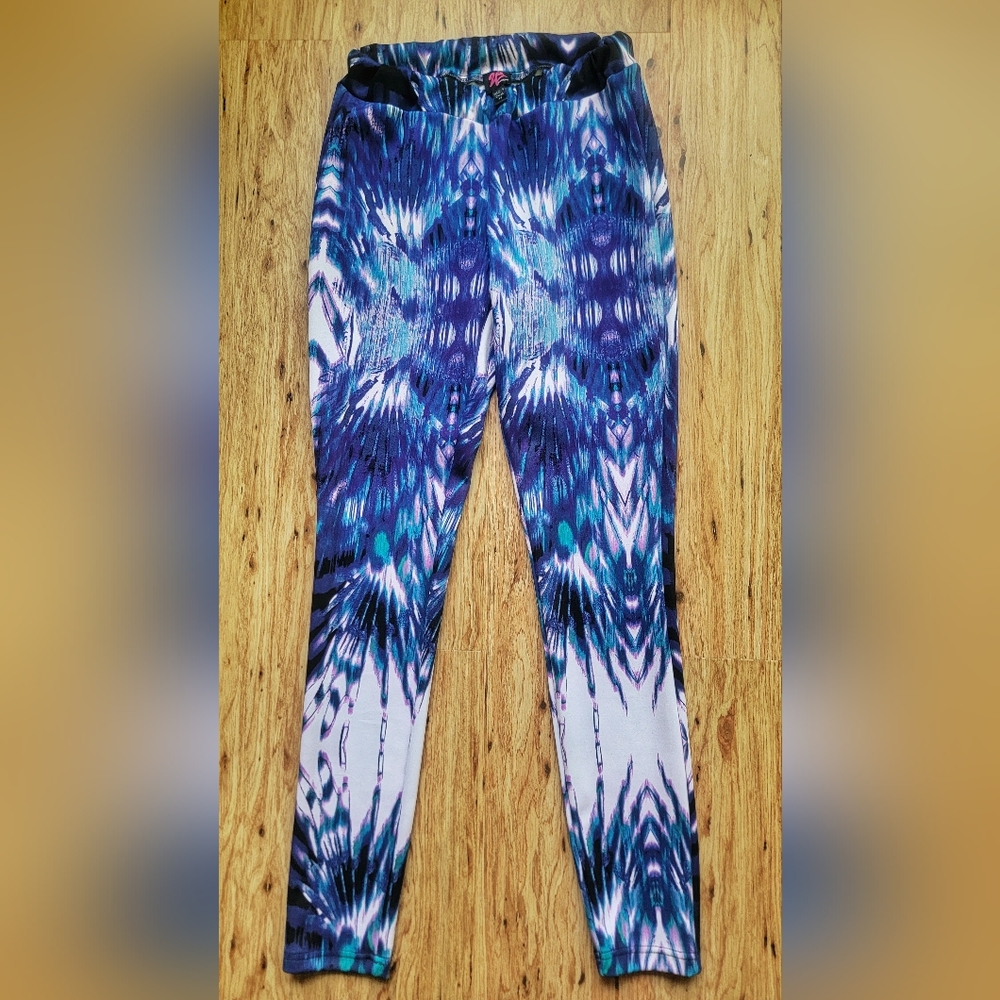 BeBe 2b Purple Abstract Dress Bodycon Leggings Pants Size XS-S